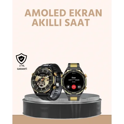 BUĞZ Amoled Ekran Akıllı Saat Uyku Nabız Adım Ölçer Su Geçirmez