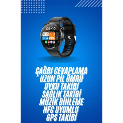 BUĞZ Amoled Ekran Metal Deri Silikon Kordonlu Uyku ve Sağlık Takibi - BUĞZ