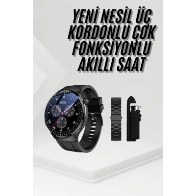 BUĞZ Amoled Ekran Metal Deri Silikon Kordonlu Uyku ve Sağlık Takibi - BUĞZ