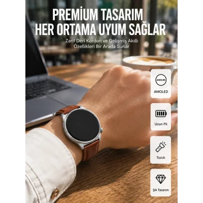 BUĞZ AMOLED Ekranlı 10 Gün Kullanım Süreli Torch Özellikli Akıllı Saat Yeni Nesil