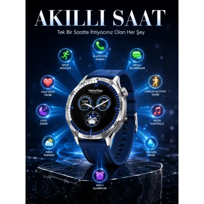 BUĞZ AMOLED Ekranlı Bluetooth Akıllı Saat 3 Kordonlu Uzun Pil Ömürlü