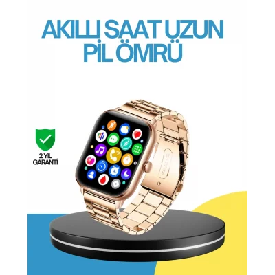 BUĞZ AMOLED Ekranlı Türkçe Menülü Akıllı Saat Bluetooth Görüşmeli