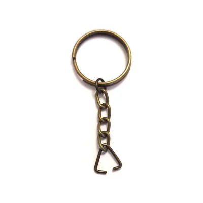 BUĞZ Eco Lounge Anahtarlık Halkası, Halka + Zincir + Üçgen, 24mm, Antik, 1 Adet