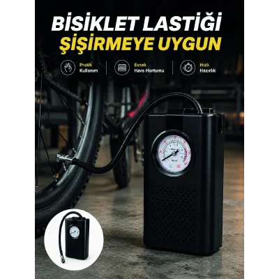 BUĞZ Analog Manometreli Kompakt Araç Hava Pompası Lastik Şişirme Cihazı