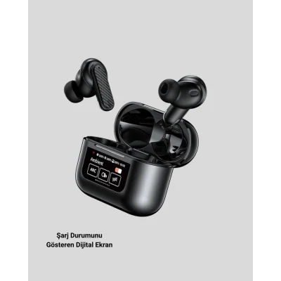 BUĞZ ANC Teknolojili Kablosuz Bluetooth Kulaklık – Dokunmatik, Dijital Göstergeli, Yüksek Ses Kalitesi - Lisinya