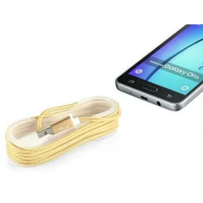 BUĞZ Android Örgü Şeklinde Renkli Çelik Şarj Data Kablosu - Gold