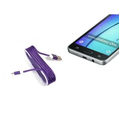 BUĞZ Android Örgü Şeklinde Renkli Çelik Şarj Data Kablosu - Mor