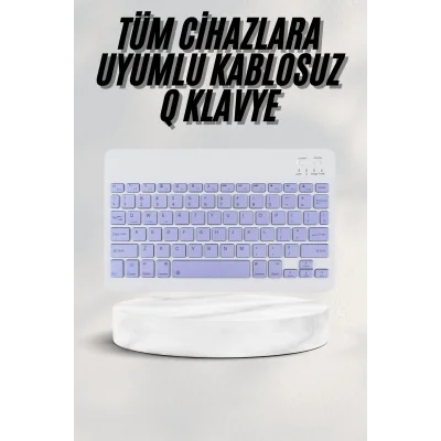  Android ve İOS Uyumlu Bluetooth Kablosuz Türkçe Q Klavye Renkli