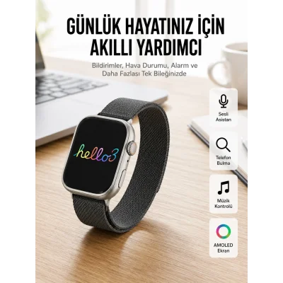BUĞZ Android ve İOS Uyumlu Uyku ve Sağlık Takibi Yapabilen 3 Kordonlu Akıllı Saat