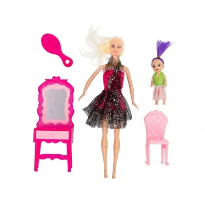 BUĞZ Anlily Bebek ve Oyuncak Makyaj Masası Yavrulu Bebekli