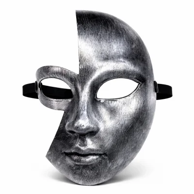 BUĞZ Antik Efektli Gümüş Yarım Yüz Parti Maskesi