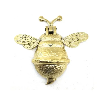 BUĞZ Antika Tarz Dekoratif Pirinç Arı Kapı Tokmağı, Taktak - Büyük, 163x150mm, Sarı