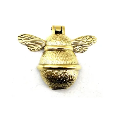 BUĞZ Antika Tarz Dekoratif Pirinç Arı Kapı Tokmağı, Taktak - Küçük,123x150mm, Sarı