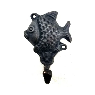 BUĞZ Antika Tarz Dekoratif Pirinç Balık Figürlü Askı - 84x51mm, Oksit