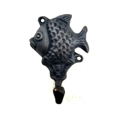 BUĞZ Antika Tarz Dekoratif Pirinç Balık Figürlü Askı - 84x51mm, Oksit