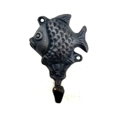 BUĞZ Eco Lounge Antika Tarz Dekoratif Pirinç Balık Figürlü Askı - 84x51mm, Oksit