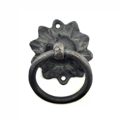 BUĞZ Antika Tarz Dekoratif Pirinç Çiçek Mobilya Kulbu, Kapı Kilit Halkası - 50mm, Oksit