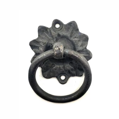 BUĞZ Antika Tarz Dekoratif Pirinç Çiçek Mobilya Kulbu, Kapı Kilit Halkası - 50mm, Oksit