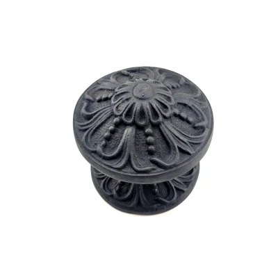 BUĞZ Antika Tarz Dekoratif Pirinç Çiçekli Kapı Tokmağı - 80 Mm Çap, Oksit