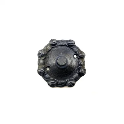  Antika Tarz Dekoratif Pirinç Güllü Kapı Zili - 75mm, Oksit