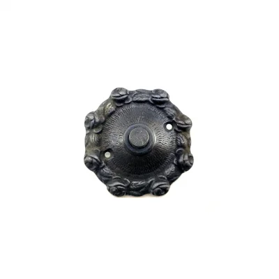 BUĞZ Antika Tarz Dekoratif Pirinç Güllü Kapı Zili - 75mm, Oksit