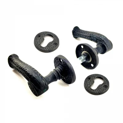 BUĞZ Antika Tarz Dekoratif Pirinç Rozetli Banyo Kapı Kolu - 49 Mm, Oksit