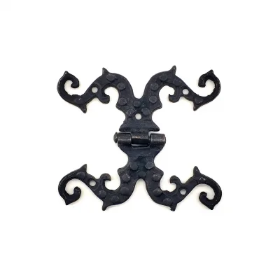 BUĞZ Eco Lounge Antika Tarz Dekoratif Pirinç Süslü Menteşe - 100x90 mm, Oksit