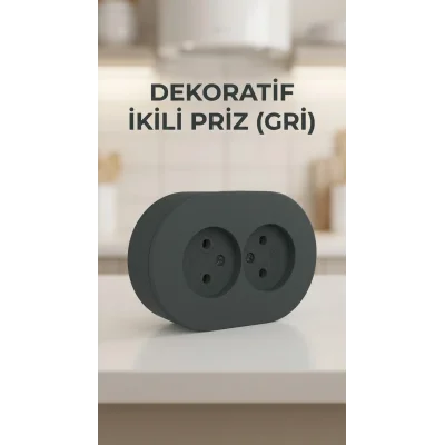 BUĞZ Antrasit Çiftli Sıva Üstü Topraklı Priz – Modern Elektrik Tasarımı