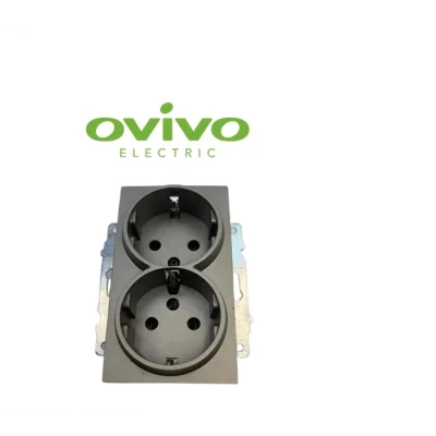  Antrasit İkili Topraklı Piriz Çerçevesiz Grano - Priz ve Anahtar İçin Uyumlu Çerçeve