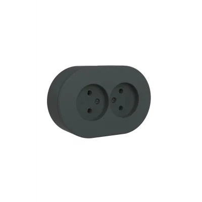 BUĞZ Antrasit Sıva Üstü İkili Topraklı Priz – Modern Şık Tasarım, Dayanıklı Elektrik Prizi Çiftli