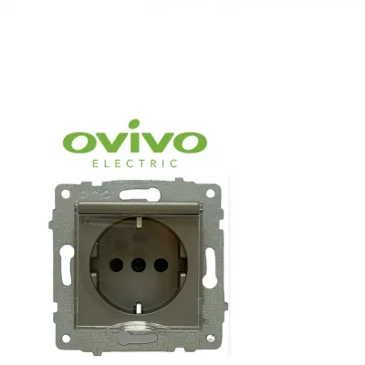  Antrasit Topraklı Kapaklı Piriz Çerçevesiz Grano - Priz ve Anahtar İçin Uyumlu Çerçeve