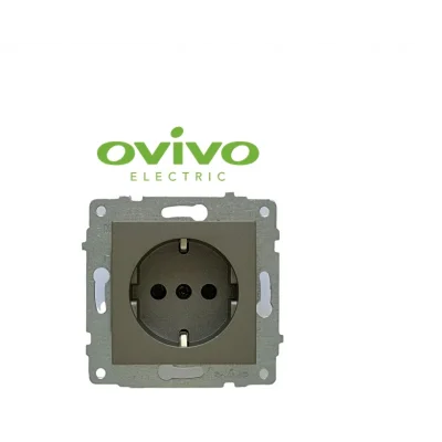  Antrasit Topraklı Piriz Çerçevesiz Grano - Priz ve Anahtar İçin Uyumlu Çerçeve