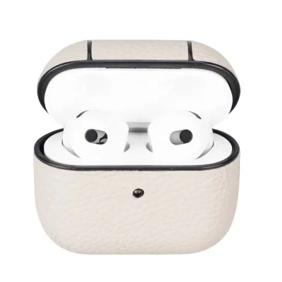  Apple AirPods 3.nesil Uyumlu Deri Kılıf Juni ERC3 Bej