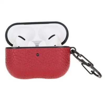  Apple AirPods Pro Uyumlu Deri Kılıf Juni ERC2 Kırmızı