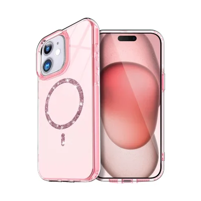 BUĞZ İphone 12 Live Diamond Magsafe Kapak - Pembe