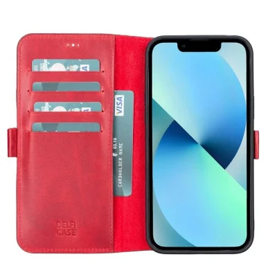 BUĞZ Apple iPhone 13 Pro Max Uyumlu Deri Cüzdanlı Kılıf Nar Çiçeği