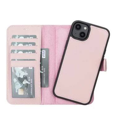  Apple iPhone 14 Plus Uyumlu Deri Cüzdanlı Kılıf MWWN NU2 Pembe