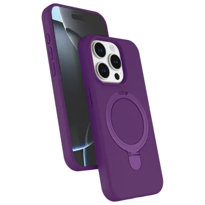 BUĞZ İphone 14 Pro Max Regal Magsafe Standlı Kapak - Derin Mor