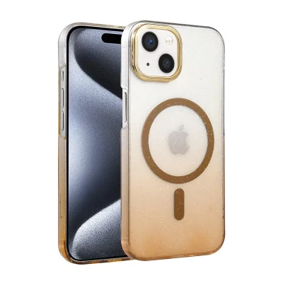 BUĞZ İphone 15 Plus Glossy Magsafe Kapak - Çöl Titanyum