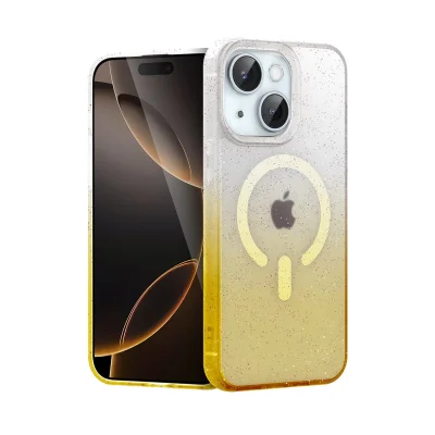 BUĞZ İphone 15 Plus Pummel Shiny Magsafe Kapak - Gold