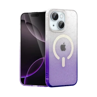 BUĞZ İphone 15 Plus Pummel Shiny Magsafe Kapak - Mor