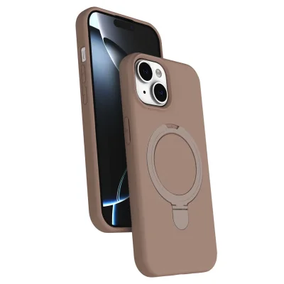 BUĞZ İphone 15 Plus Regal Magsafe Standlı Kapak - Çöl Titanyum