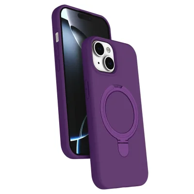 BUĞZ İphone 15 Plus Regal Magsafe Standlı Kapak - Derin Mor