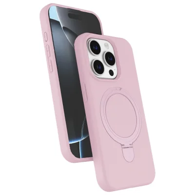 BUĞZ İphone 15 Pro Max Regal Magsafe Standlı Kapak - Açık Pembe