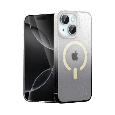 BUĞZ İphone 15 Pummel Shiny Magsafe Kapak - Siyah