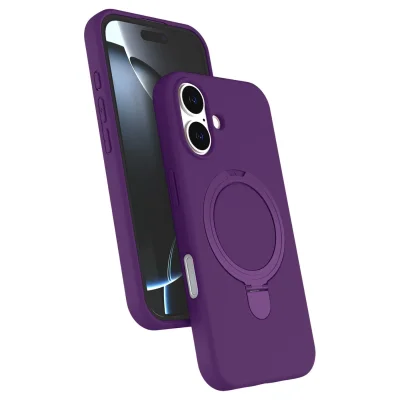 BUĞZ İphone 16 Plus Regal Magsafe Standlı Kapak - Derin Mor