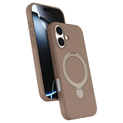 BUĞZ İphone 16 Regal Magsafe Standlı Kapak - Çöl Titanyum