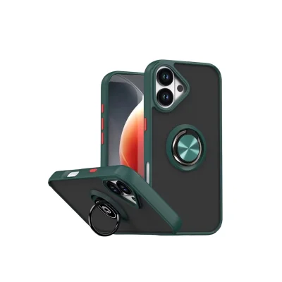 BUĞZ İphone 17 Montreal Yüzüklü Silikon Kapak - Yeşil