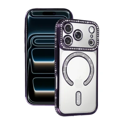 BUĞZ İphone 17 Pro Joke Simli Magneticsafe Kılıf - Derin Mor