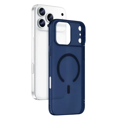 BUĞZ İphone 17 Pro Max Combo Sert Şeffaf Magsafe Kapak - Mavi